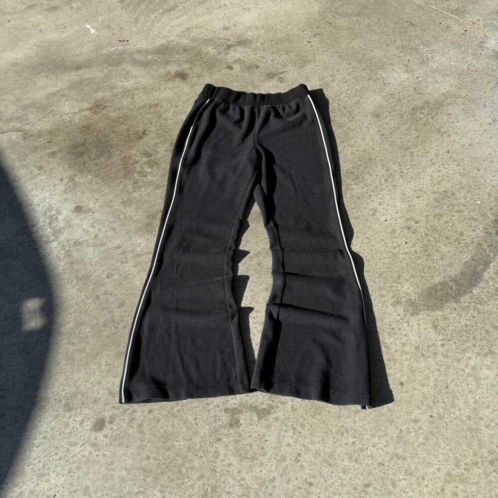 Y2K Spanx Black Flared Sweatpants with White Side Stripes